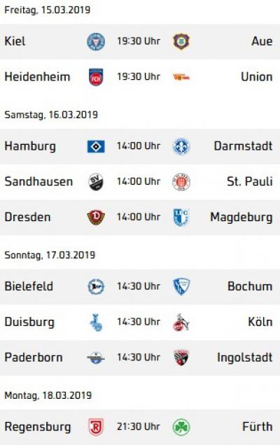 Расписание 26 тура второй Бундеслиги сезона 2018/2019