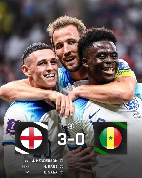 Англия разгромила Сенегал и в 1/4 финала сыграет с Францией