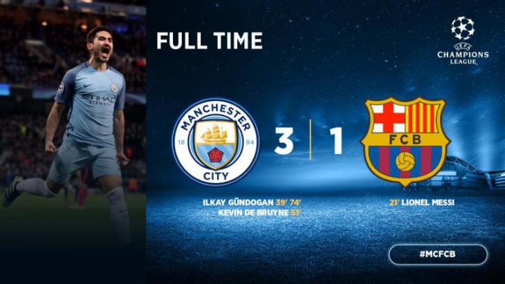 Обзор матча «Манчестер Сити» – «Барселона» 3-1