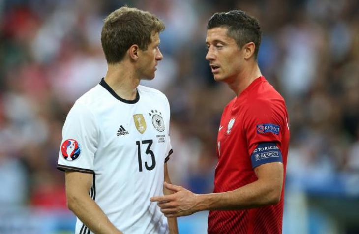 Мюллер и Левандовски сборная Германии против сборной Польши на Евро-2016