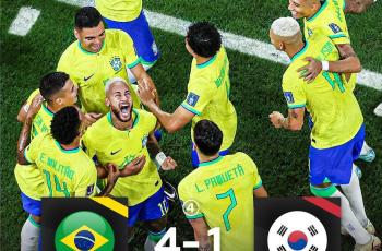 Бразилия уничтожила Южную Корею и вышла в 1/4 финала на Хорватию